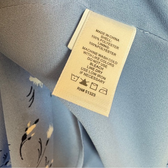 CeCe Womens Blue White Floral pleated Ruffle sleeve Summer‎ Mini Dress size S - Picture 8 of 13